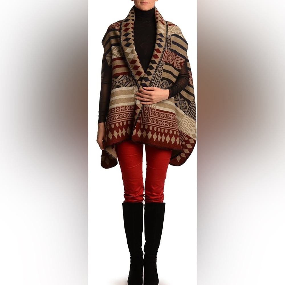 LissKiss acrylic Aztec tribal blanket wrap poncho
